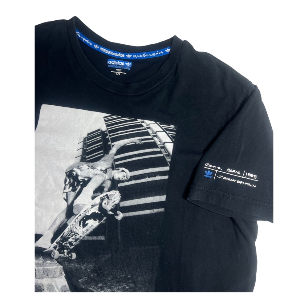 adidas + GONZ Skateboard Black T-Shirt J.Grant Brittain Large Valhall Curated